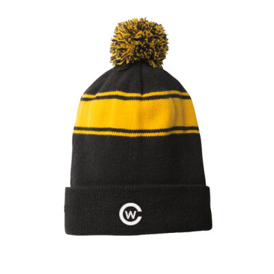 Sport-Tek Stripe Pom Pom Beanie Thumbnail